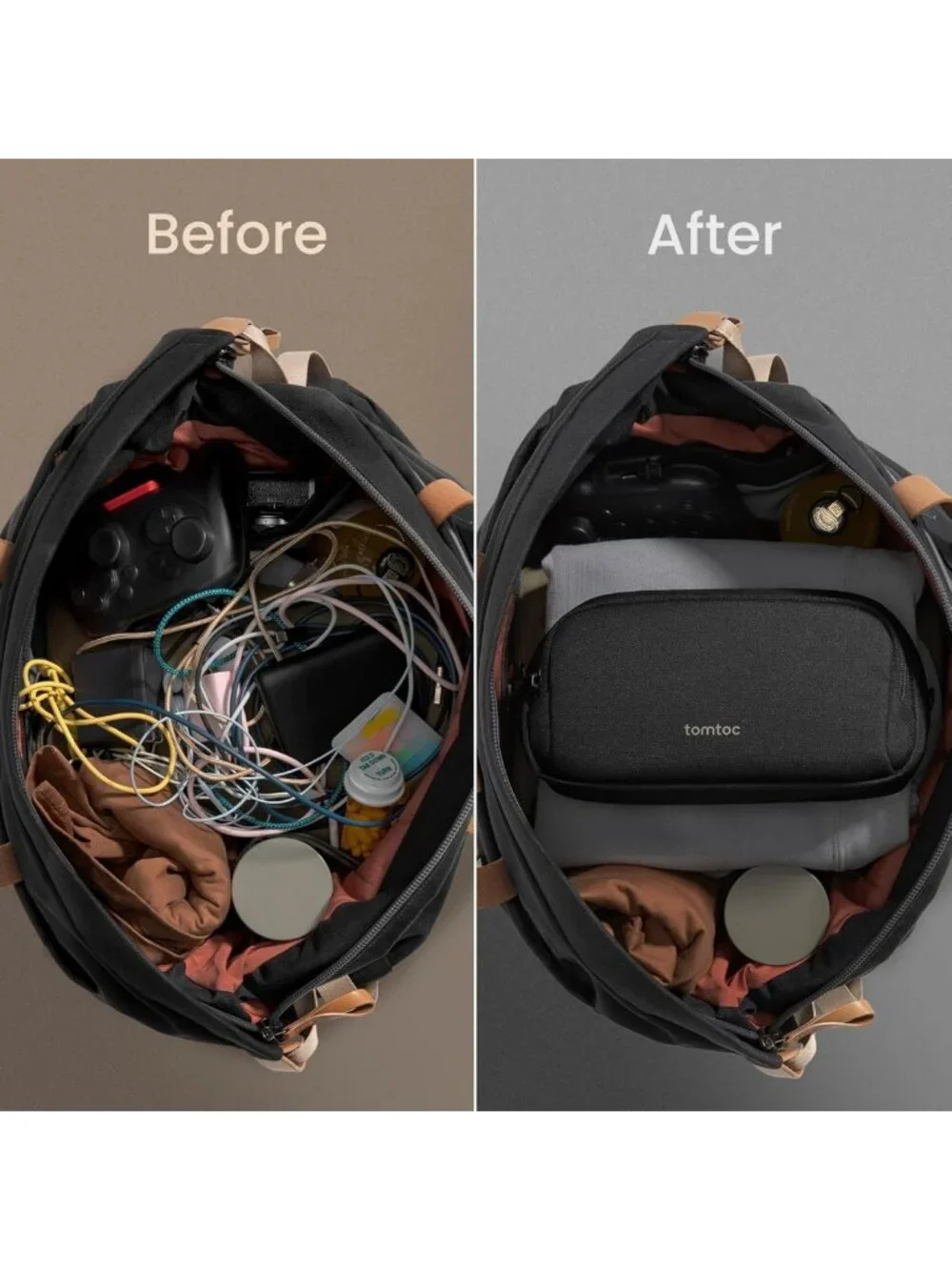 Water-Resistant Tech Organizer Pouch | Dual Compartment Travel Case for Cords